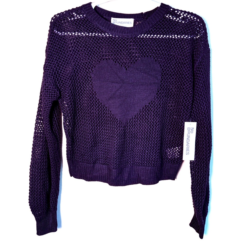 Heart Mesh Open Knit Sweater XS Fairy Grunge Whimsygoth Balletcore Skater Girl